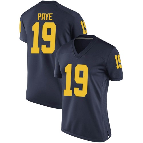 Kwity Paye Michigan Wolverines Women's NCAA #19 Navy Replica Brand Jordan College Stitched Football Jersey WAG8554KI